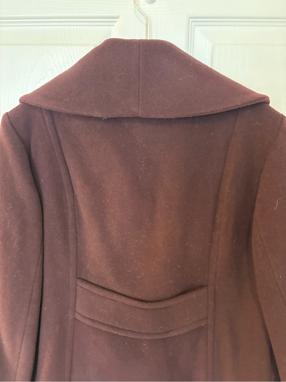 Anne Klein Chestnut Purple Shawl-Collar Wool Blend Pea Coat - Picture 7 of 7
